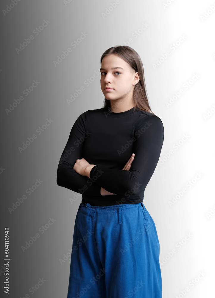 Judo girl with brown belt. A judoka teenager fighter poses in a blue kimono on a plain background. Japanese martial art. The process of martial arts training. Healthy lifestyle, sports concept
Judo girl with brown belt. A judoka teenager fighter poses in a blue kimono on a plain background. Japanese martial art. The process of martial arts training. Healthy lifestyle, sports concept