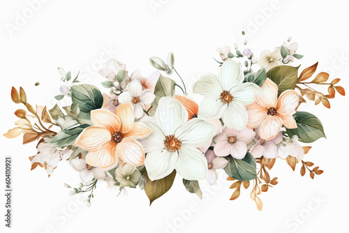 Floral border frame card template. Golden gradient on white background.Vector design illustration. for bunner, wedding card. Rectangle corners sides decoration.