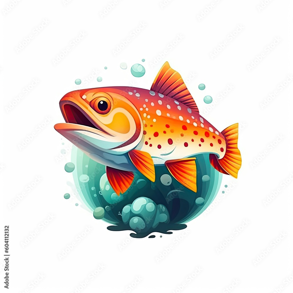 Trout cute character illustration. Generative AI Trout cute character illustration. Generative AI