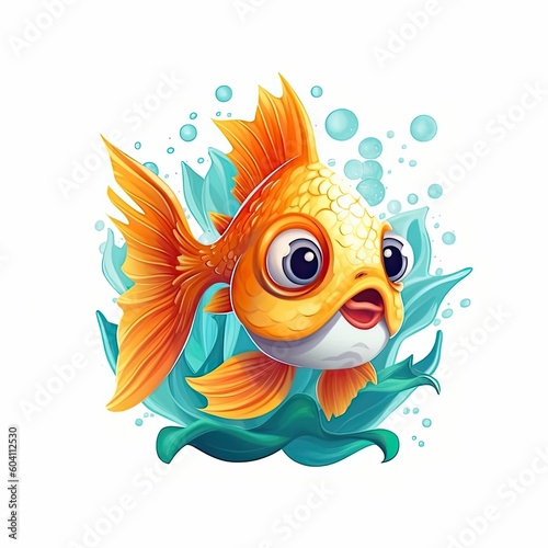 Fish cute character illustration. Generative AI