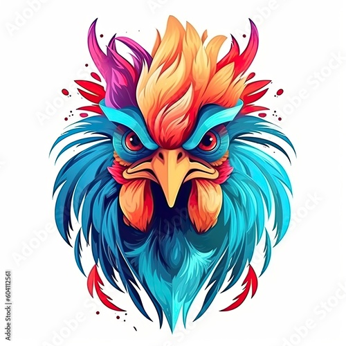 Wallpaper Mural Rooster cute character illustration. Generative AI Torontodigital.ca