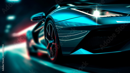 Closeup on front of generic and unbranded  sport car wallpaper illustration images. Generative AI