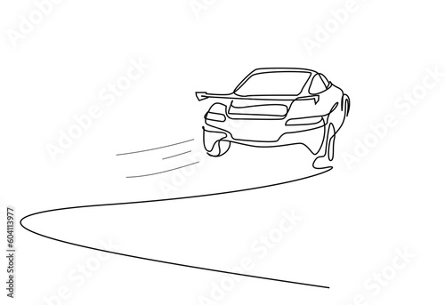 modern sports car drift road racing line art