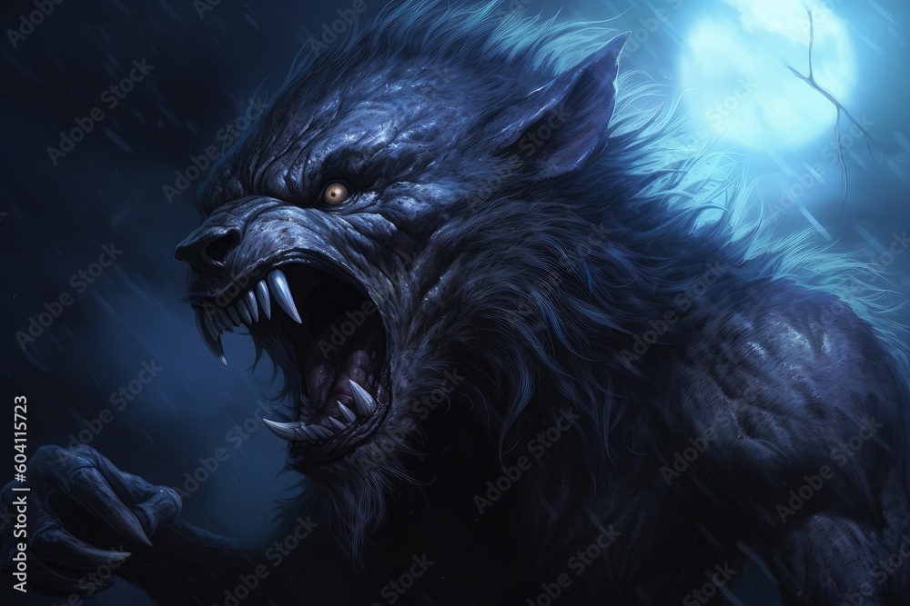 Scary werewolf in the night, fantasy concept, digital illustration. Generative AI Scary werewolf in the night, fantasy concept, digital illustration. Generative AI