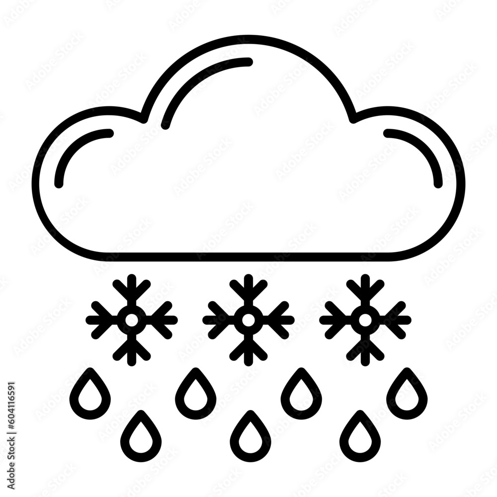 Snow Falling Thin Line Icon Snow Falling Thin Line Icon
