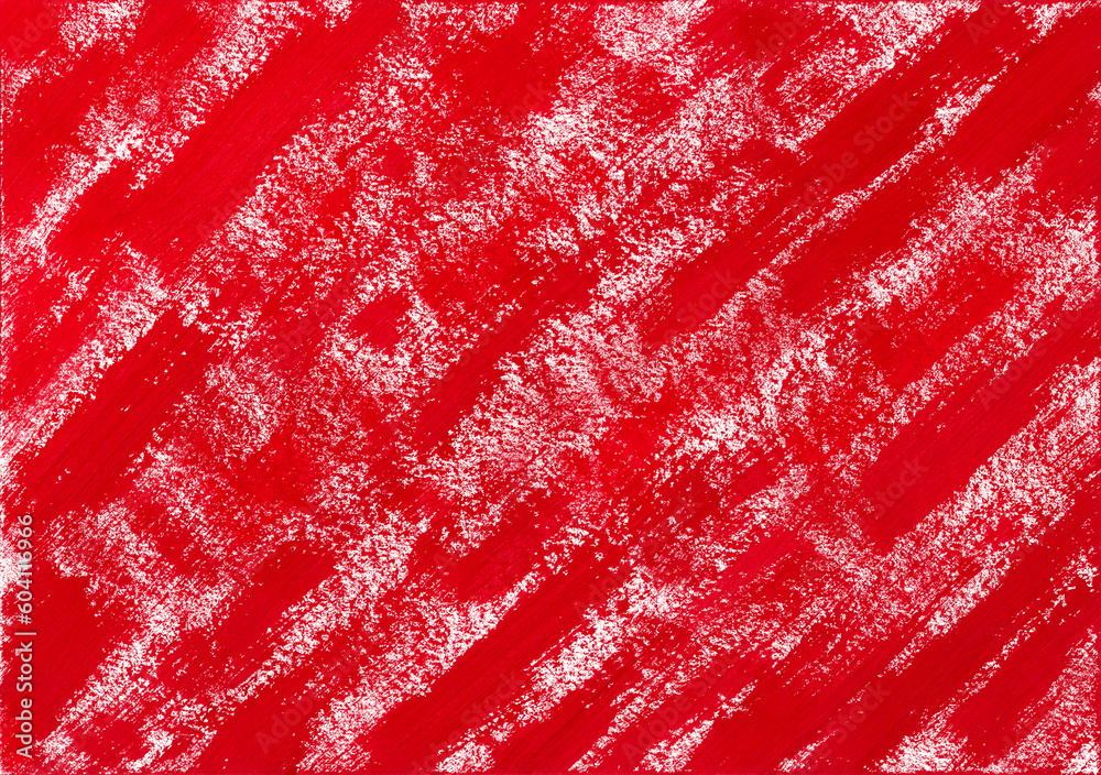 Dark red paint artistic background for Valentine's day with copy space. Diagonal brushstrokes of ruby paint from bottom corner to top corner. Abstract acrylic or oil red paint texture on white canvas