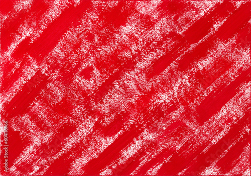 Dark red paint artistic background for Valentine's day with copy space. Diagonal brushstrokes of ruby paint from bottom corner to top corner. Abstract acrylic or oil red paint texture on white canvas photo