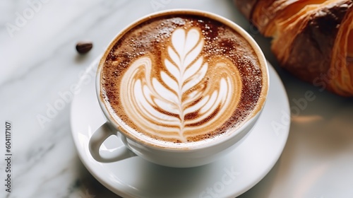 Cappuccino, Latte, Coffee in a White Background. Generative AI.