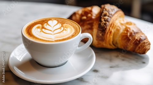 Fotografija Cappuccino, Latte, Coffee in a White Background. Generative AI.