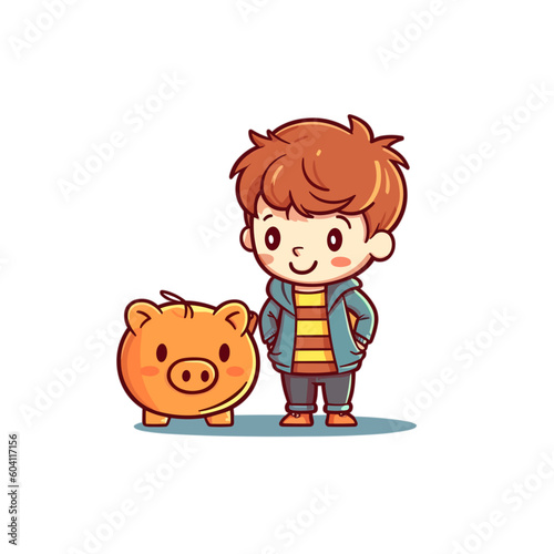 child with piggy bank style 3
