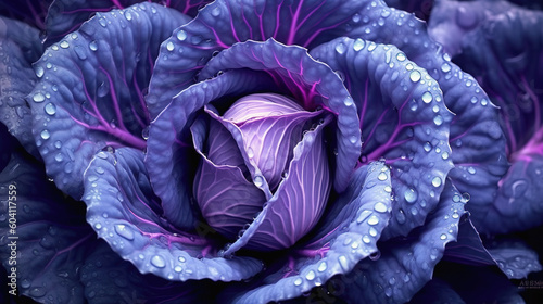 Vibrant purple cabbage in a close-up image