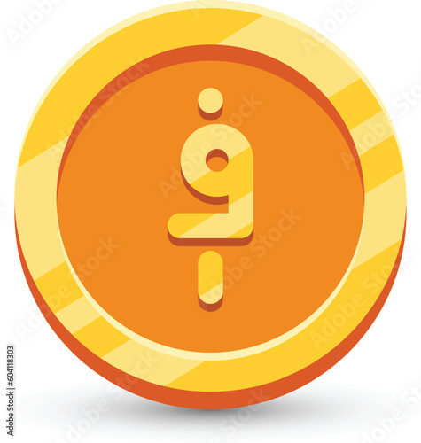 Gold Coin with Afghan Afghani Currency Sign