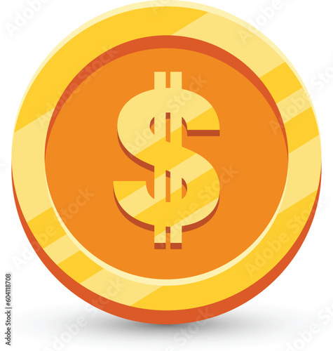 Gold Coin with Dollar Currency Sign