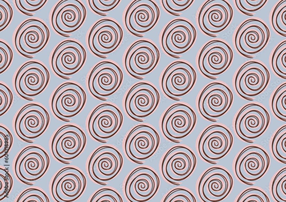 Repeat seamless pattern with spin circles, replete image design for fabric printing 