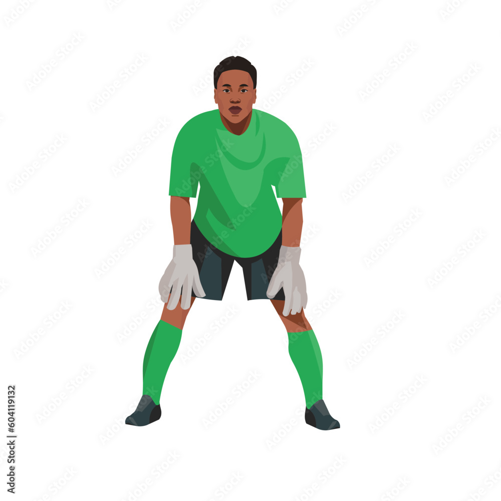 African football goalkeeper stands in goal and waits for the ball African football goalkeeper stands in goal and waits for the ball
