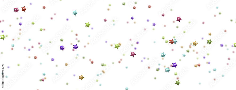 colorful stars background, sparkle lights confetti falling. magic shining Flying christmas stars on night