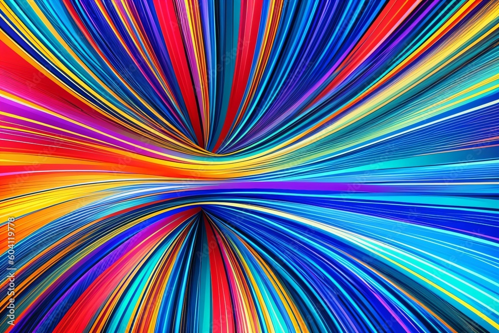 Colorful Wavy Lines in Abstract Art. AI Generated.