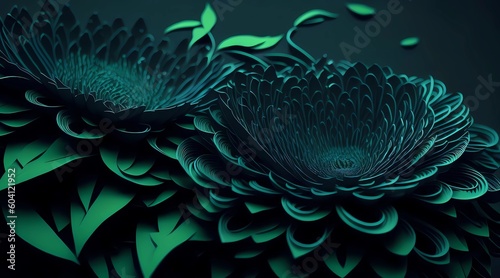 awesome green flower, futuristic art style, decorative green flowers, beautiful green petals, amazing green flower decoration, green flower wallpaper, by generative ai © Eric