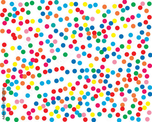 Bright background with multicolored dots, circles of the same size. Vector illustration