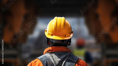 construction worker head which is wearing the safety helmet. Generative Ai