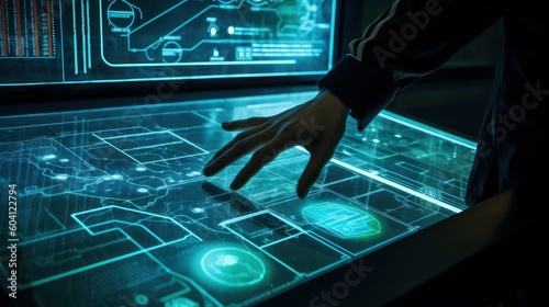 Person using futuristic interface