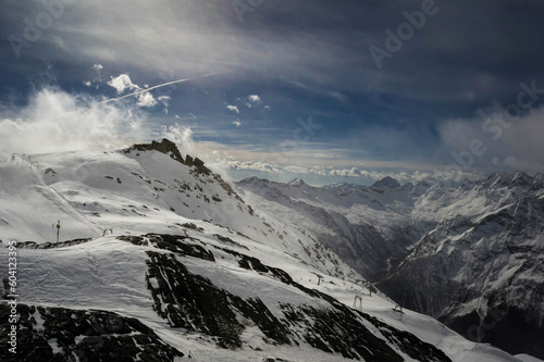 Quadro su tela landscape from monte moro pass during winter
