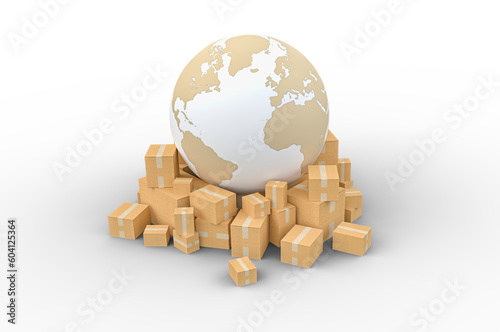Earth and boxes, isolated