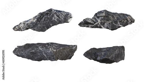 Variety of stone shapes on transparent background