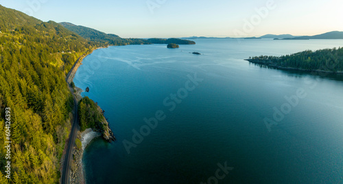 Chuckanut Bay Bellingham Washington Panoramic Aerial View Sunny View of teddy Bear Cove