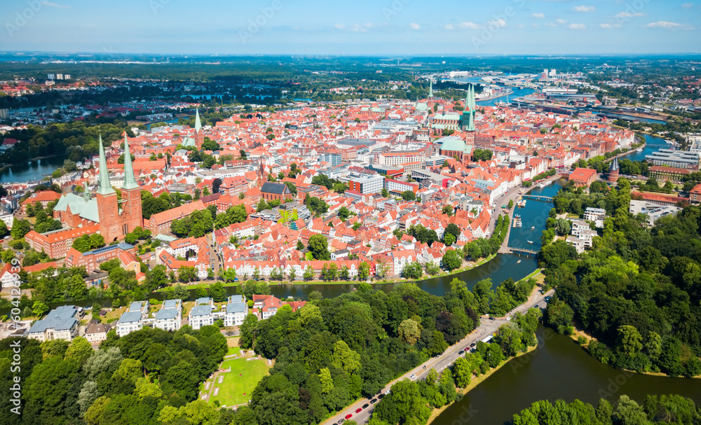 Lubeck old town aerial view