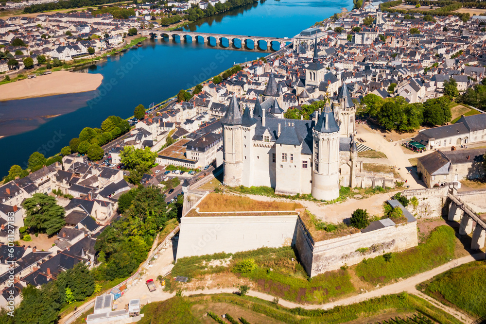 Chateau Saumur aerial view, France
