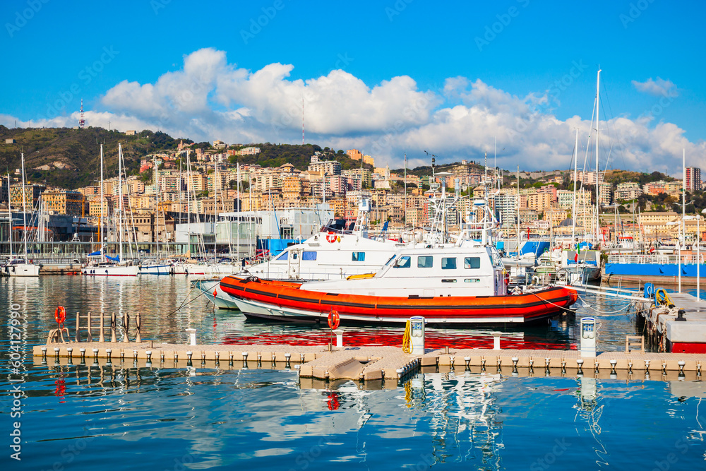 Genoa port landscape in Italy