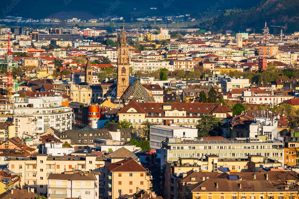 Bolzano aerial panoramic view, Italy