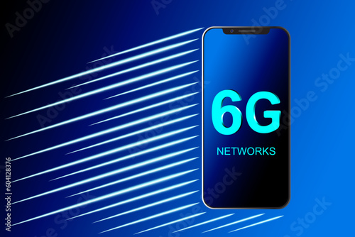 Smartphone with 6G network connection concept. global connection and internet network concept, new generation networks. vector design.
