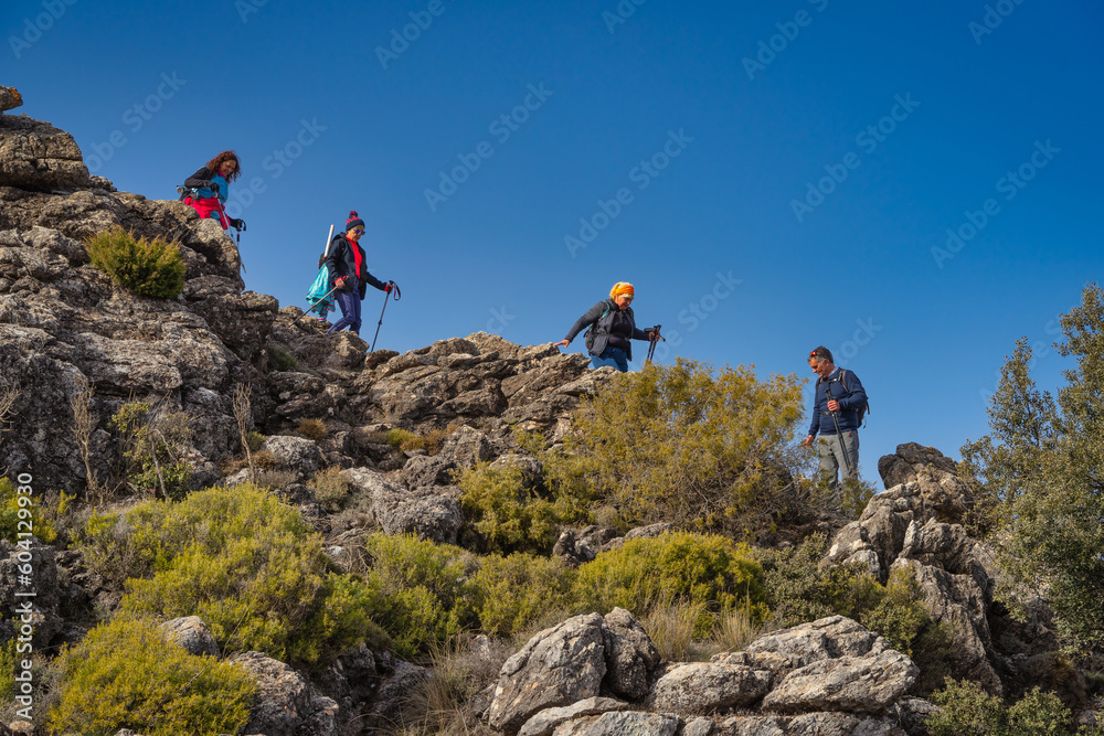 hikers on the edge of the mountains