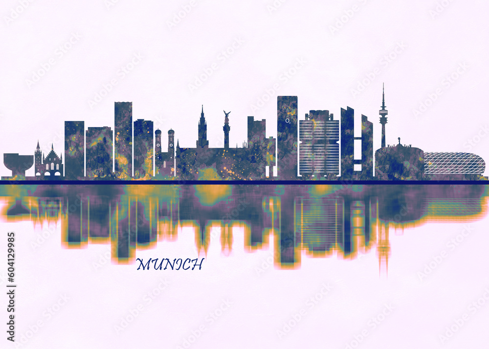 Fototapeta premium Munich Skyline. Cityscape Skyscraper Buildings Landscape City Background Modern Art Architecture Downtown Abstract Landmarks Travel Business Building View Corporate