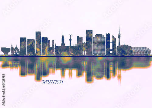 Munich Skyline. Cityscape Skyscraper Buildings Landscape City Background Modern Art Architecture Downtown Abstract Landmarks Travel Business Building View Corporate