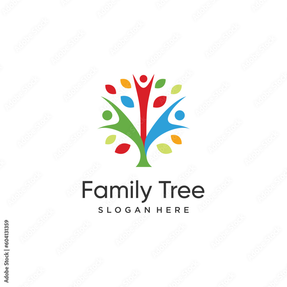 Family tree logo design vector with unique abstract style Family tree logo design vector with unique abstract style