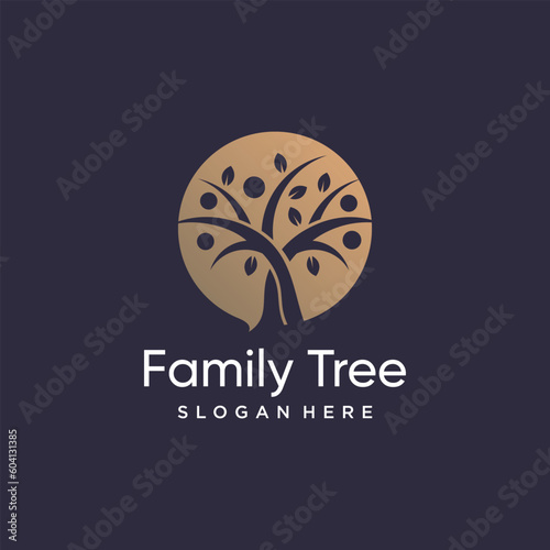 Family tree logo design vector with unique abstract style