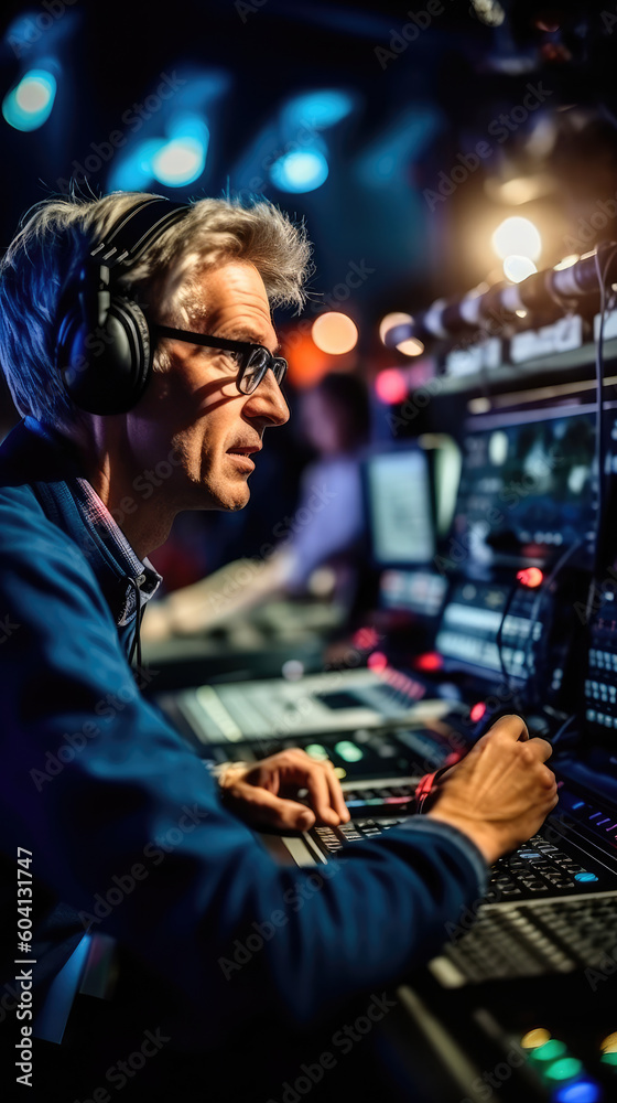 Television cameraman with a camera. A man managing television equipment, an interview. Live broadcast. Generative AI Television cameraman with a camera. A man managing television equipment, an interview. Live broadcast. Generative AI