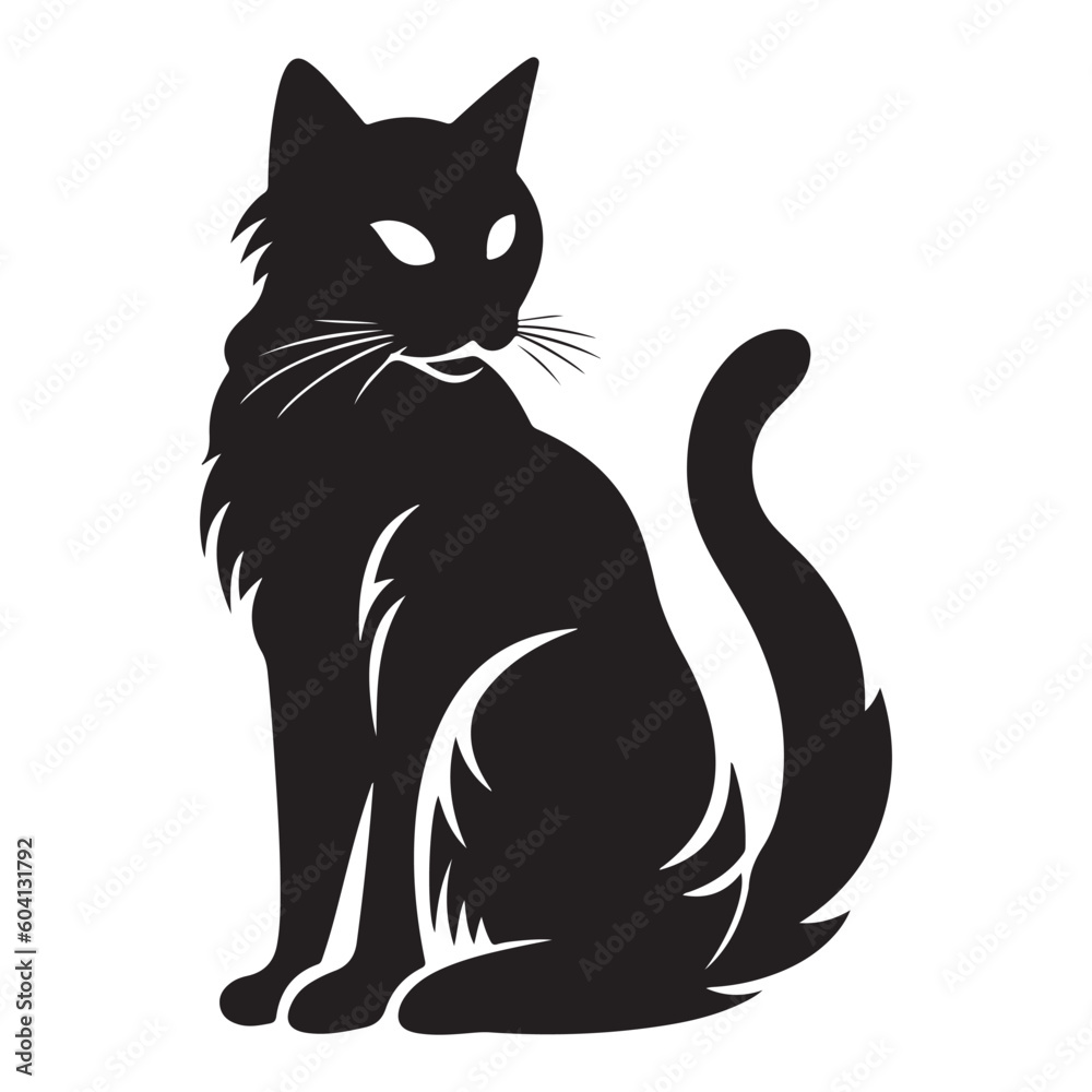 Cat silhouette . The background is white. Cat silhouette . The background is white.