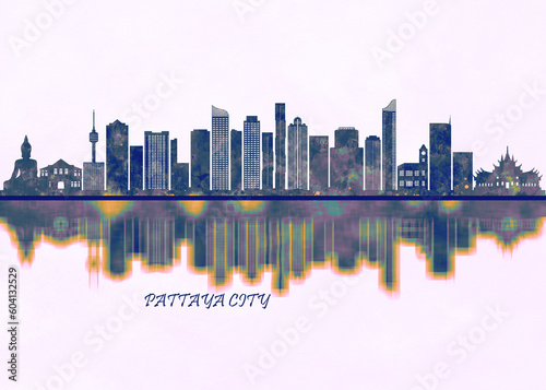 Pattaya City Skyline. Cityscape Skyscraper Buildings Landscape City Background Modern Art Architecture Downtown Abstract Landmarks Travel Business Building View Corporate