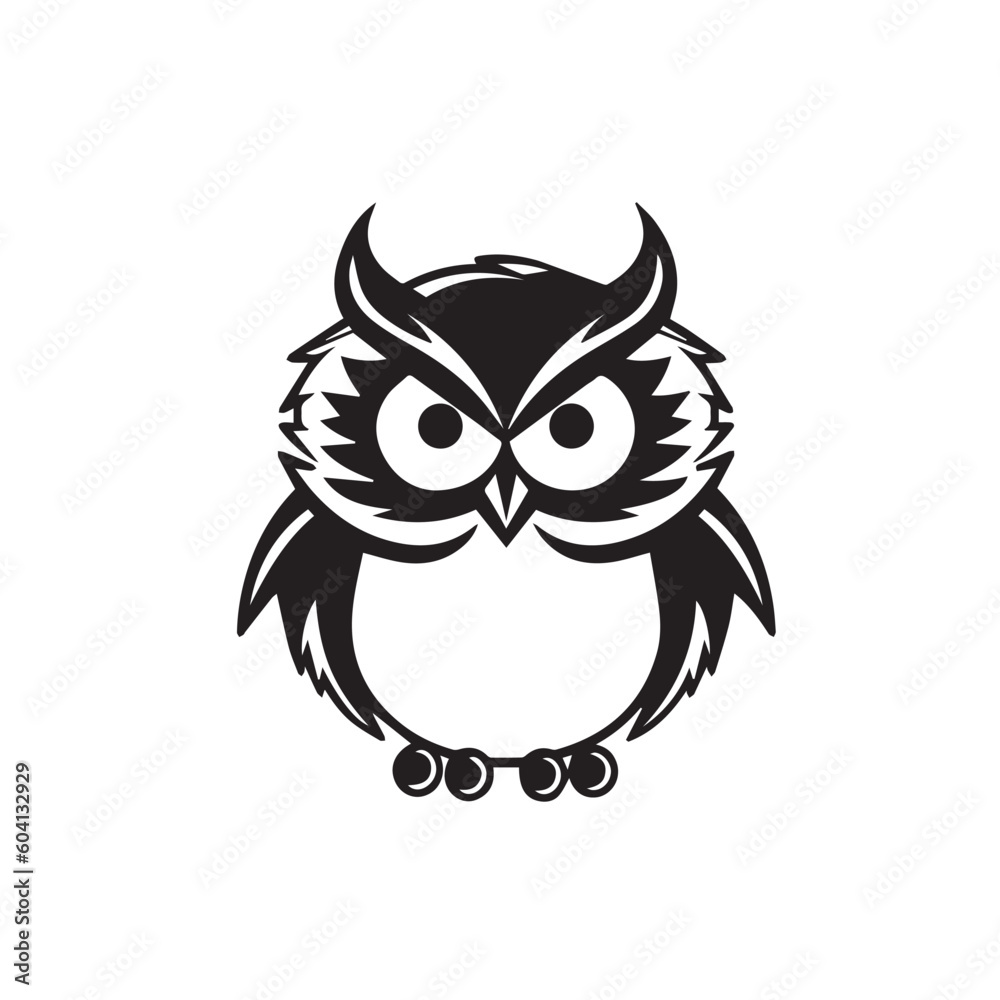 owl in black and white color owl in black and white color