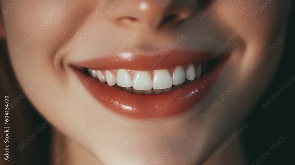 Closeup shot of a woman with white teeth ai, ai generative, illustration Closeup shot of a woman with white teeth ai, ai generative, illustration