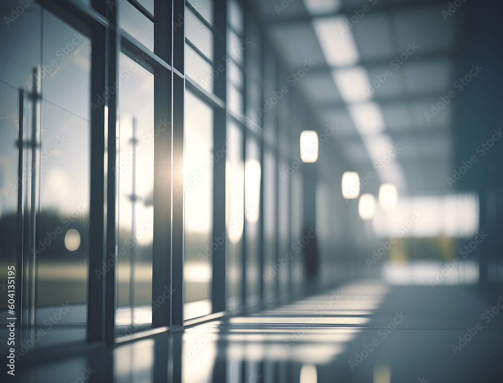 Business building blur background office lobby hall interior empty
