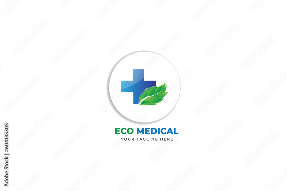 eco medical logo template design illustration eco medical logo template design illustration