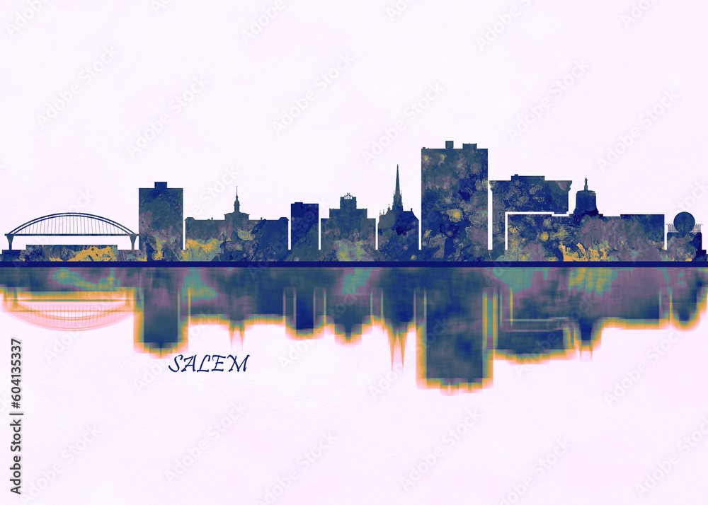 Obraz premium Salem Skyline. Cityscape Skyscraper Buildings Landscape City Background Modern Art Architecture Downtown Abstract Landmarks Travel Business Building View Corporate