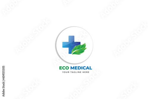 eco medical logo template design illustration