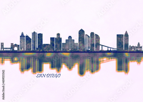 San Diego Skyline. Cityscape Skyscraper Buildings Landscape City Background Modern Art Architecture Downtown Abstract Landmarks Travel Business Building View Corporate