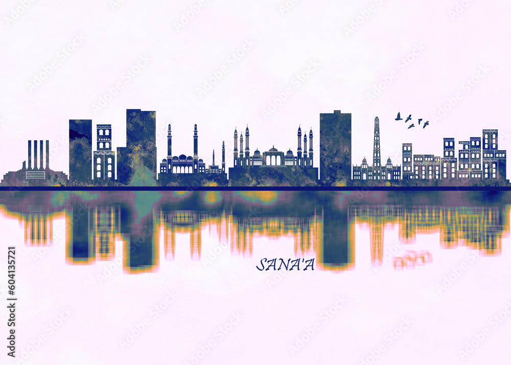 Sana'a Skyline. Cityscape Skyscraper Buildings Landscape City Background Modern Art Architecture Downtown Abstract Landmarks Travel Business Building View Corporate
